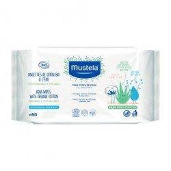 MUSTELA ORGANIC COTTON WIPES WITH WATER 60TEM