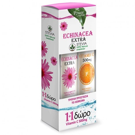 POWER HEALTH ECHINACEA EXTRA 24S STEVIA + ΔΩΡΟ VITAMIN C 500MG 20S