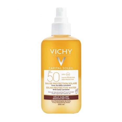 VICHY CAPITAL SOLEIL SOLAR PROTECTIVE WATER ΛΑΜΠΕΡΟ ΜΑΥΡΙΣΜΑ SPF50 200ML