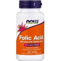 NOW FOLIC ACID 800MCG W/B-12 250TABS