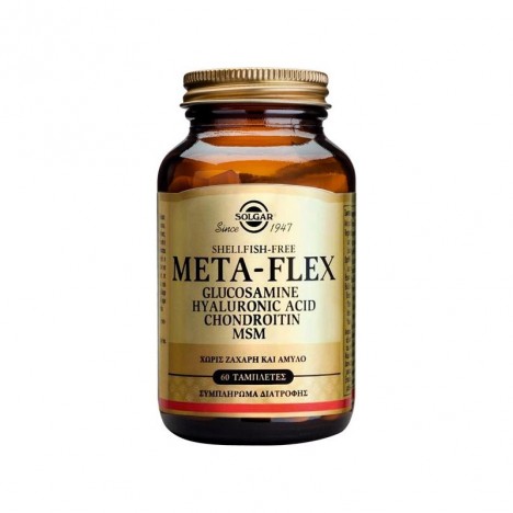 SOLGAR META-FLEX GLUCOSAMINE HYALURONIC ACID CHONDROITIN MSM 60TABS